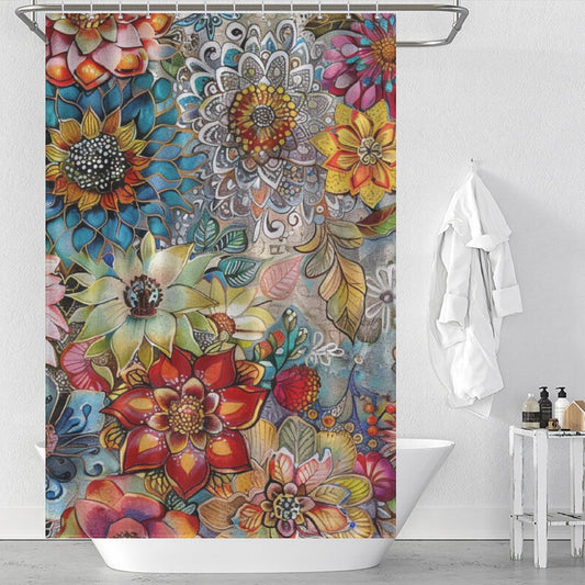 Delicate Colorful Floral Boho Shower curtain