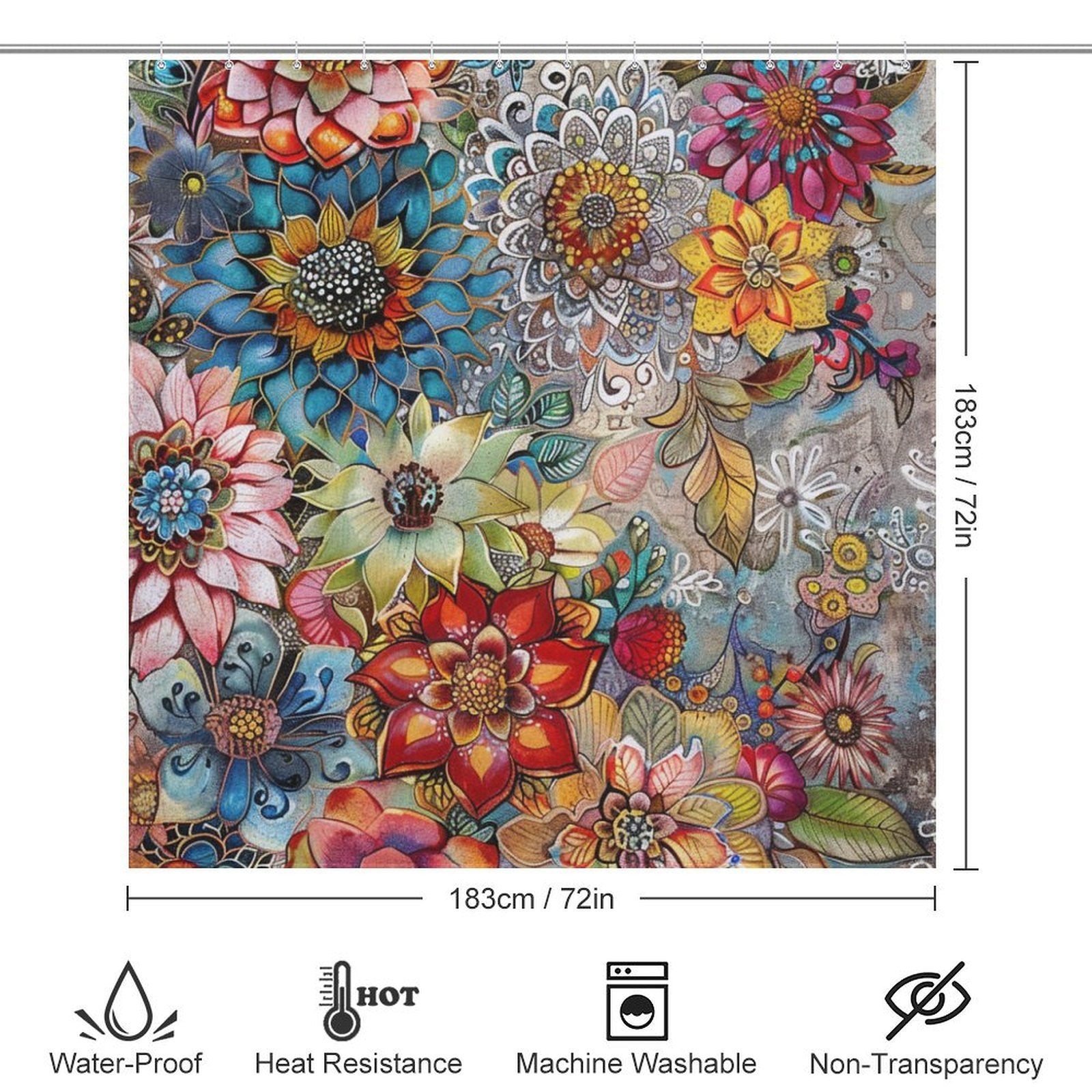 Delicate Colorful Floral Boho Shower curtain