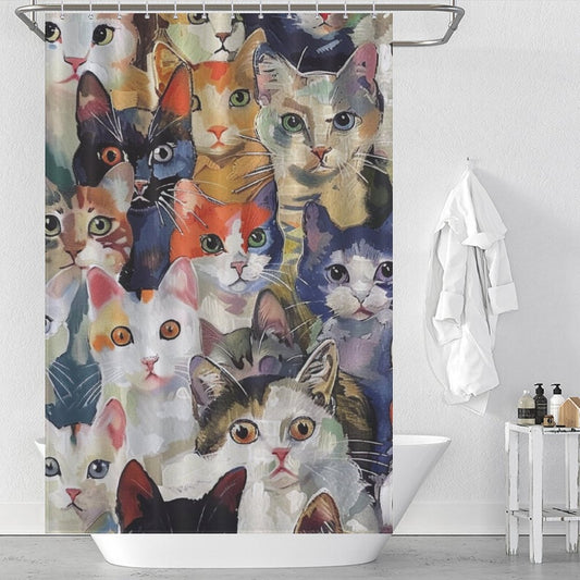 Delicate Vibrant Cat Shower Curtain