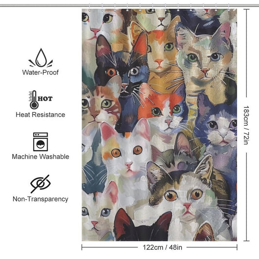 Delicate Vibrant Cat Shower Curtain