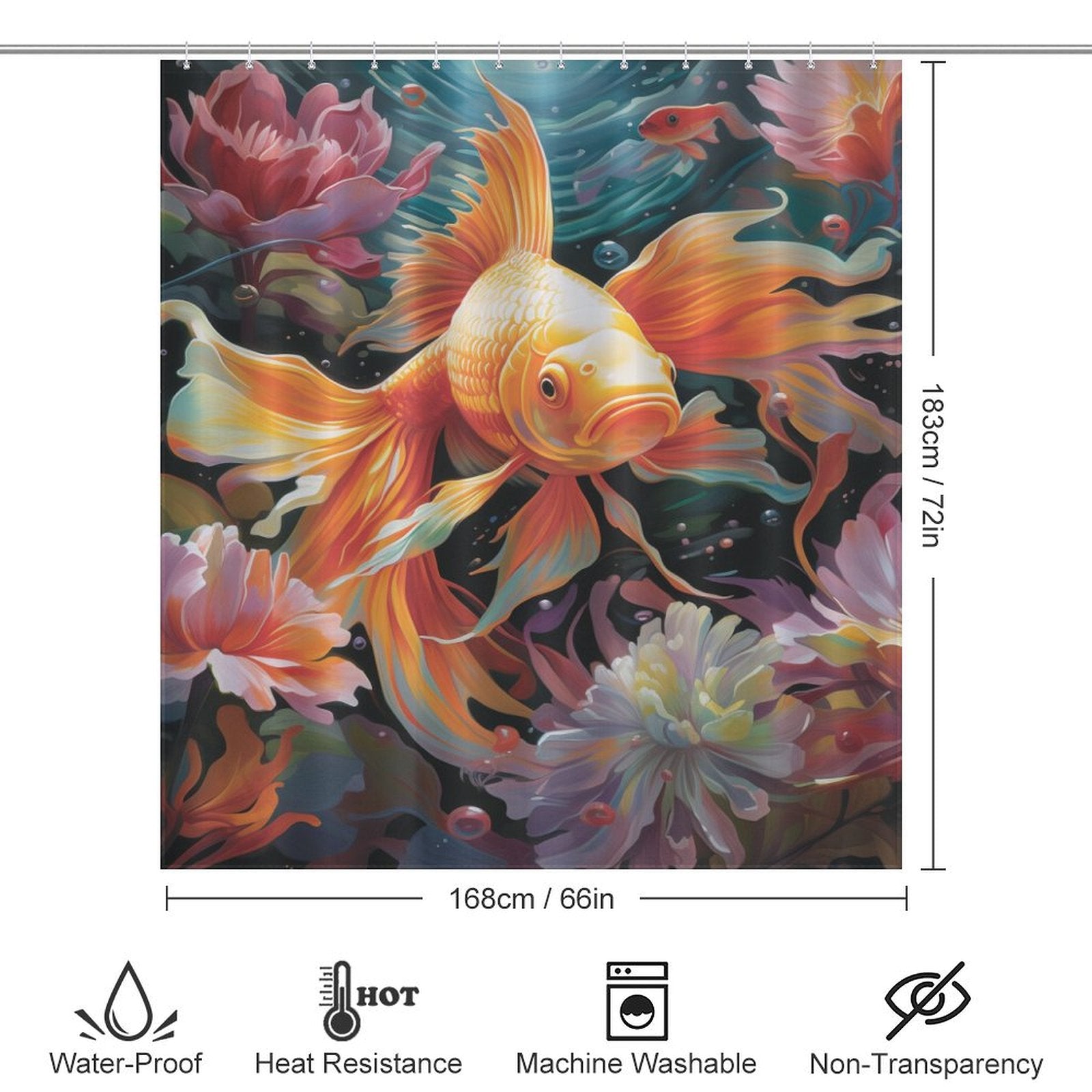 Dive into Tranquility with Goldfish Shower Curtain 