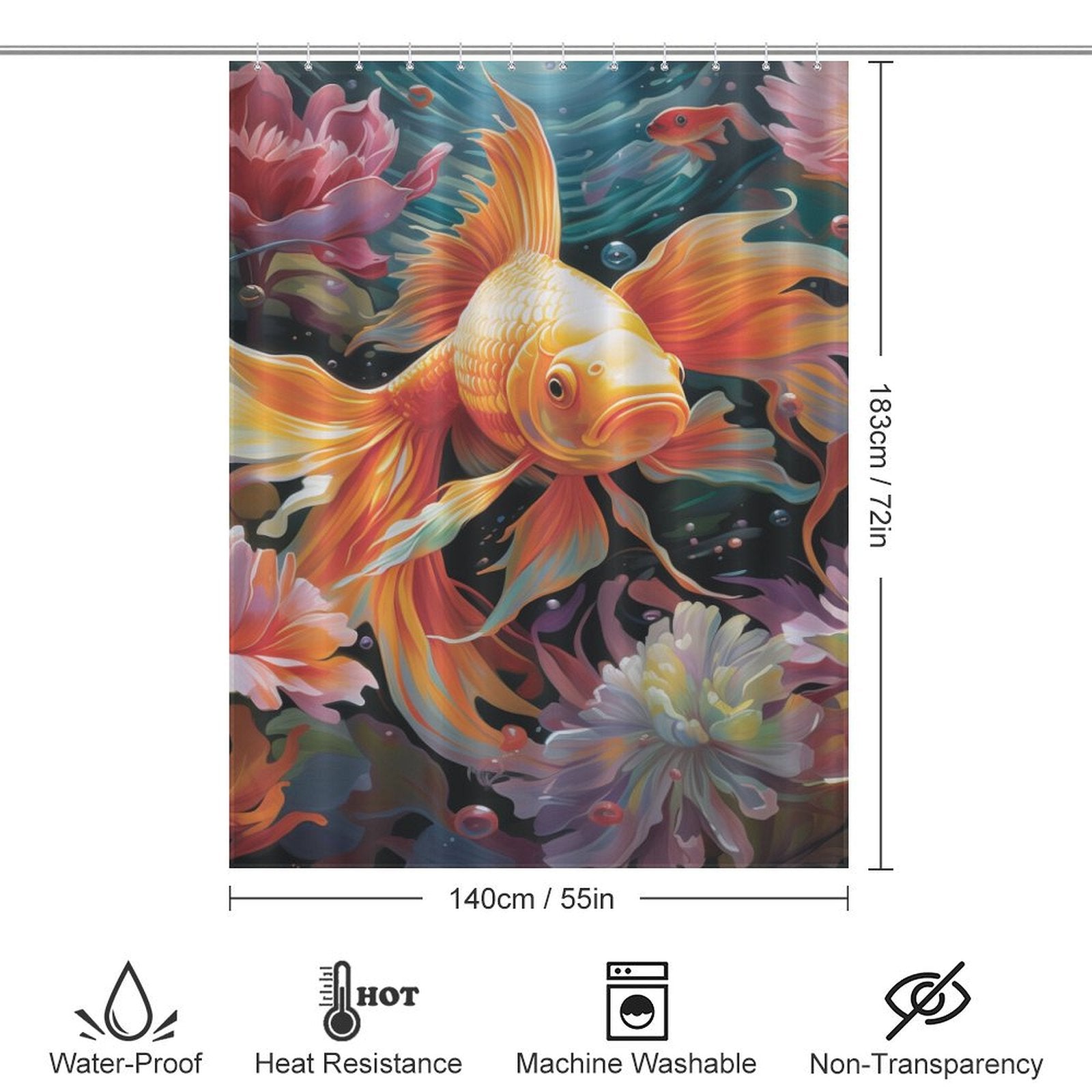 Dive into Tranquility with Goldfish Shower Curtain 