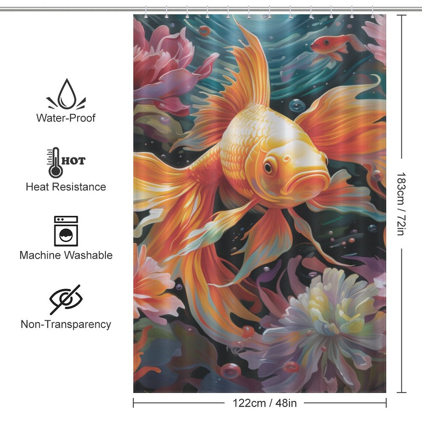 Dive into Tranquility with Goldfish Shower Curtain 