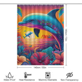 A waterproof Colorful Dolphin Shower Curtain-Cottoncat made from polyester material.