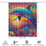 This Colorful Dolphin Shower Curtain-Cottoncat by Cotton Cat features a dolphin in the ocean. Made from polyester material.