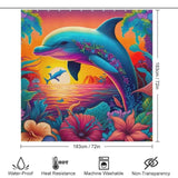 A waterproof polyester Colorful Dolphin Shower Curtain-Cottoncat by Cotton Cat.