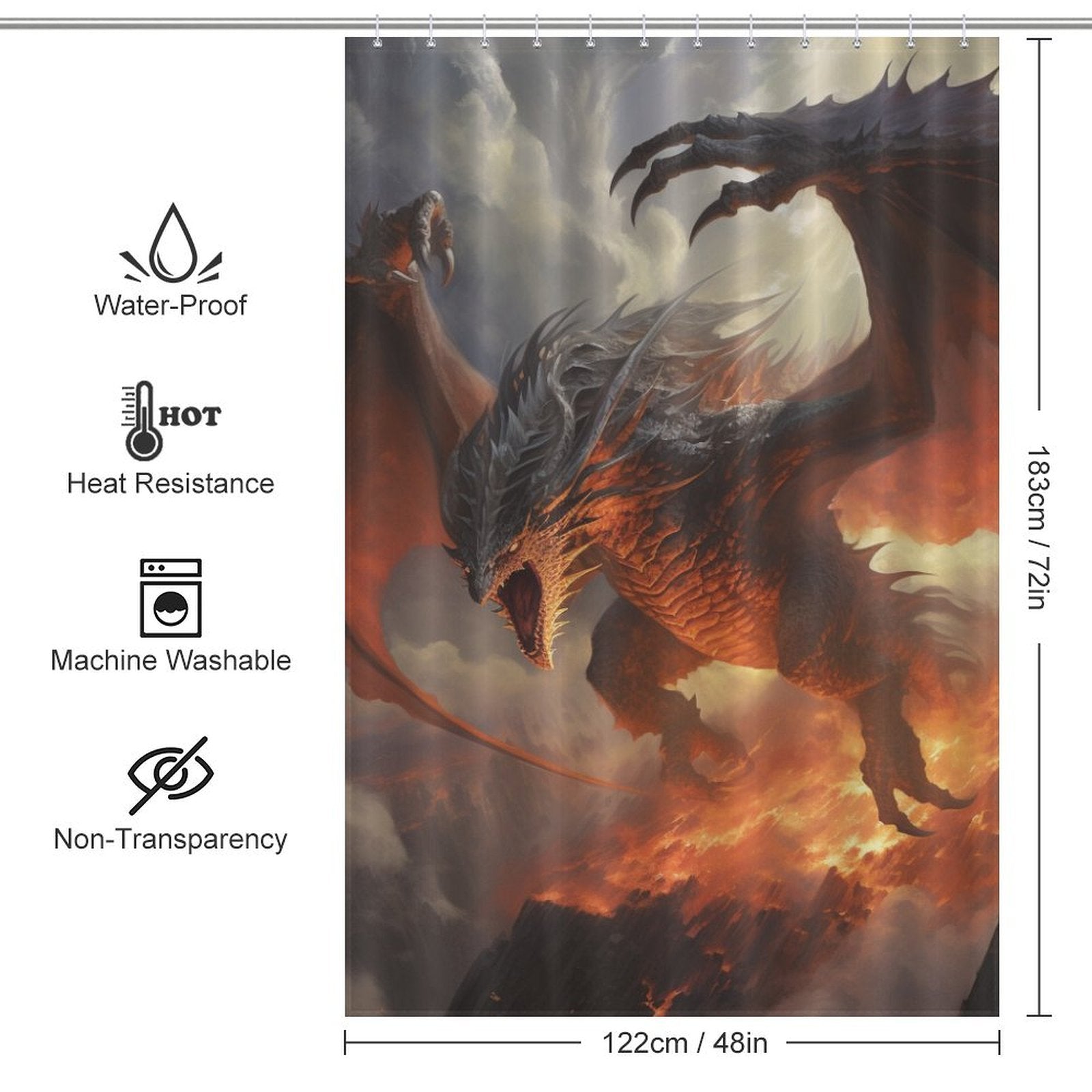 Dragon Shower Curtain Mystical Skies 