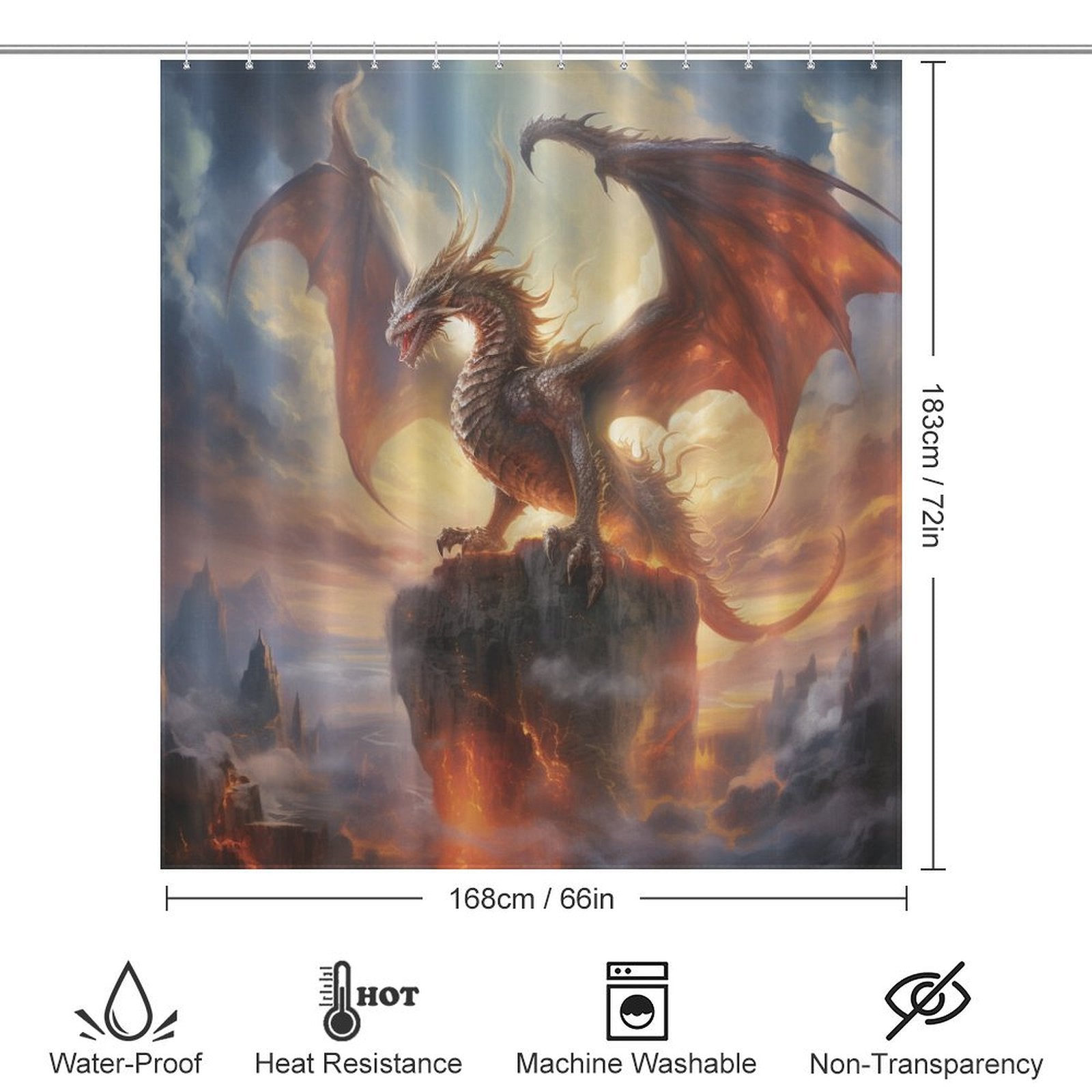 Dragon Shower Curtain Mythical Realm 