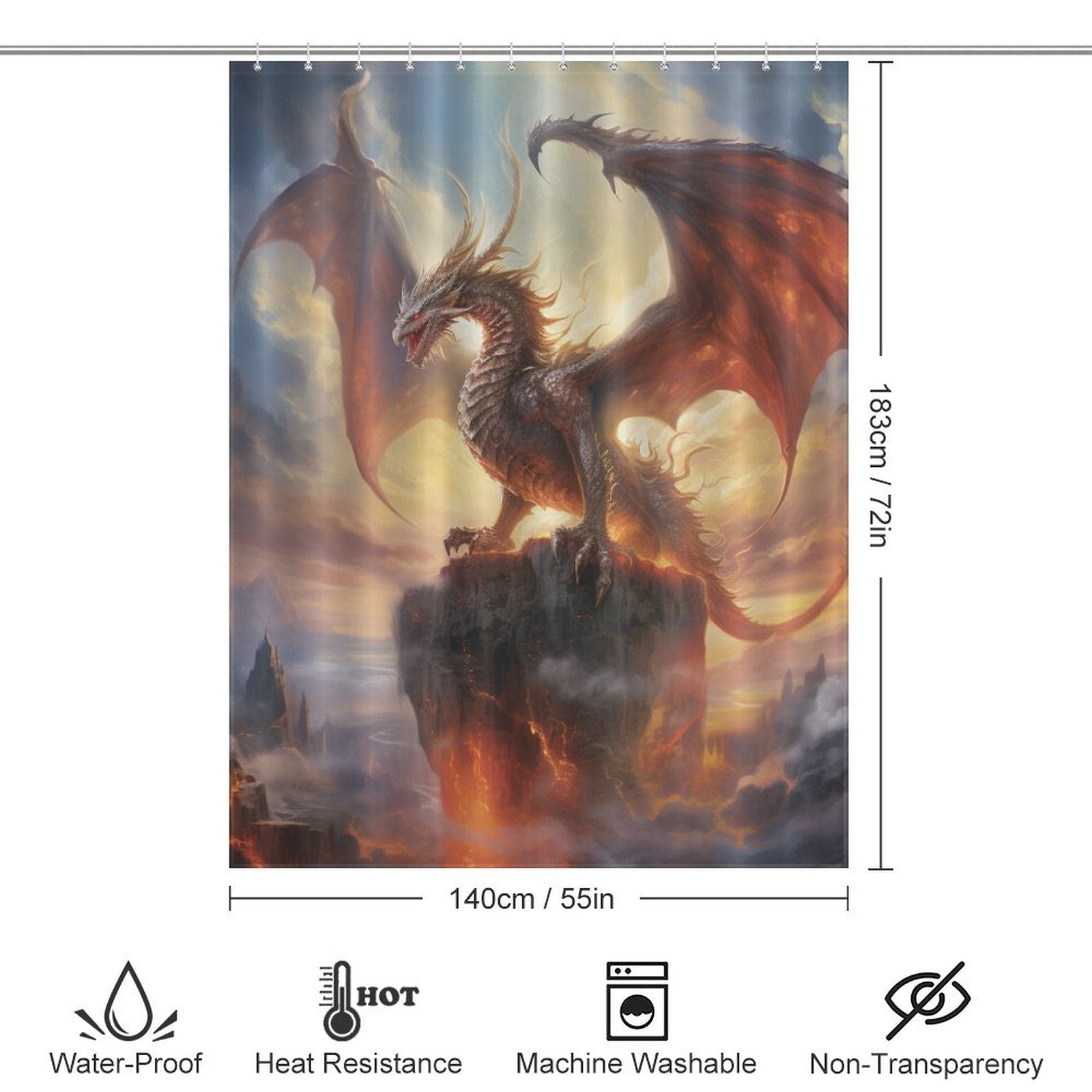 Dragon Shower Curtain Mythical Realm 