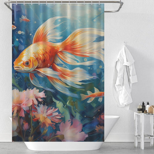 Dreamy Goldfish Shower Curtain for a Serene Ambiance 