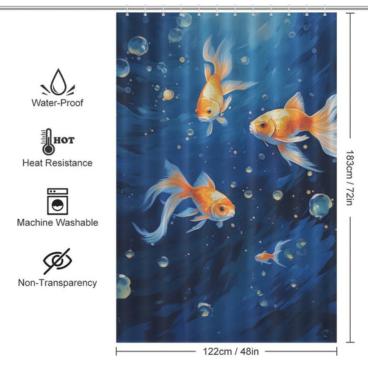 Dynamic goldfish shower curtain Flora 