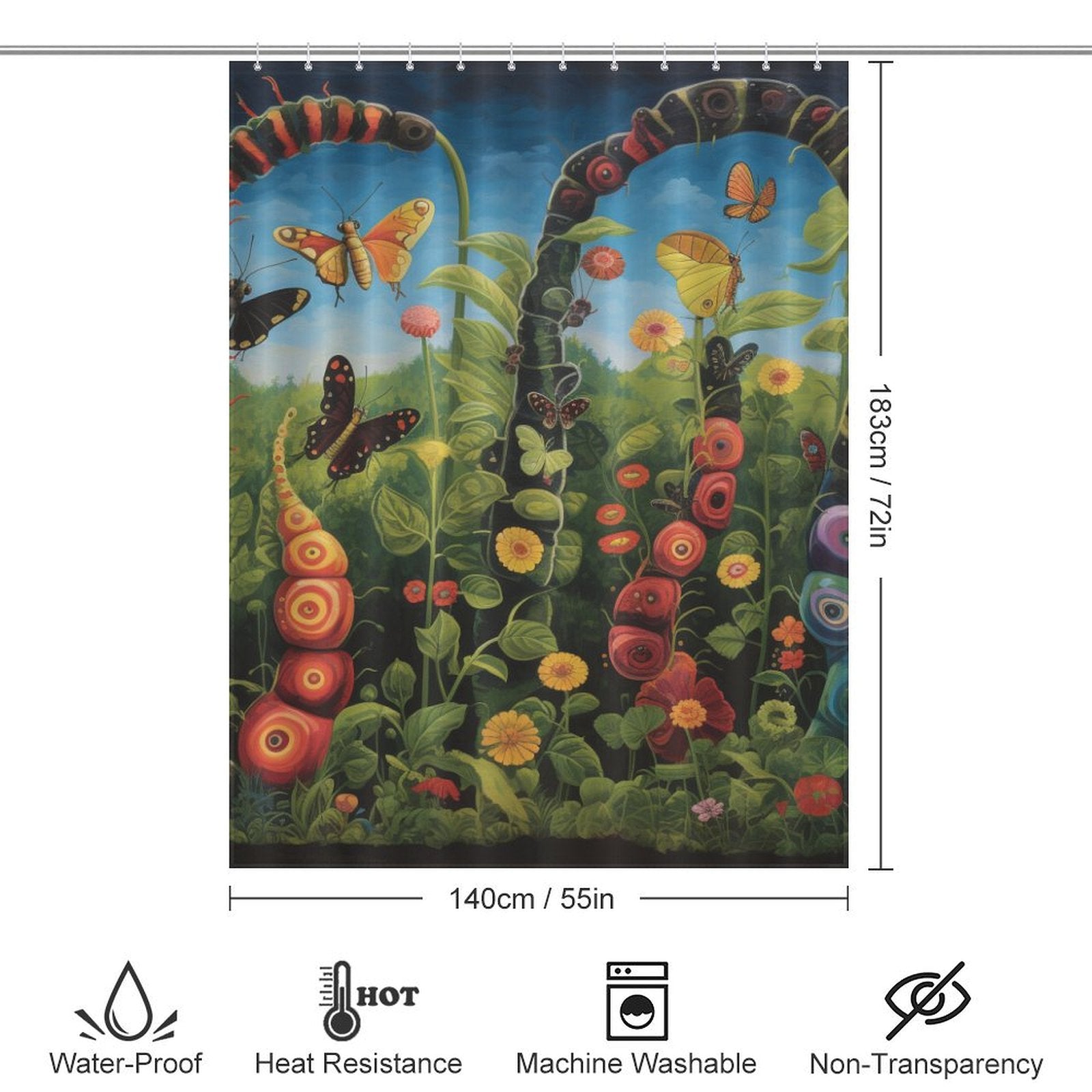 Educational Caterpillar Shower Curtain