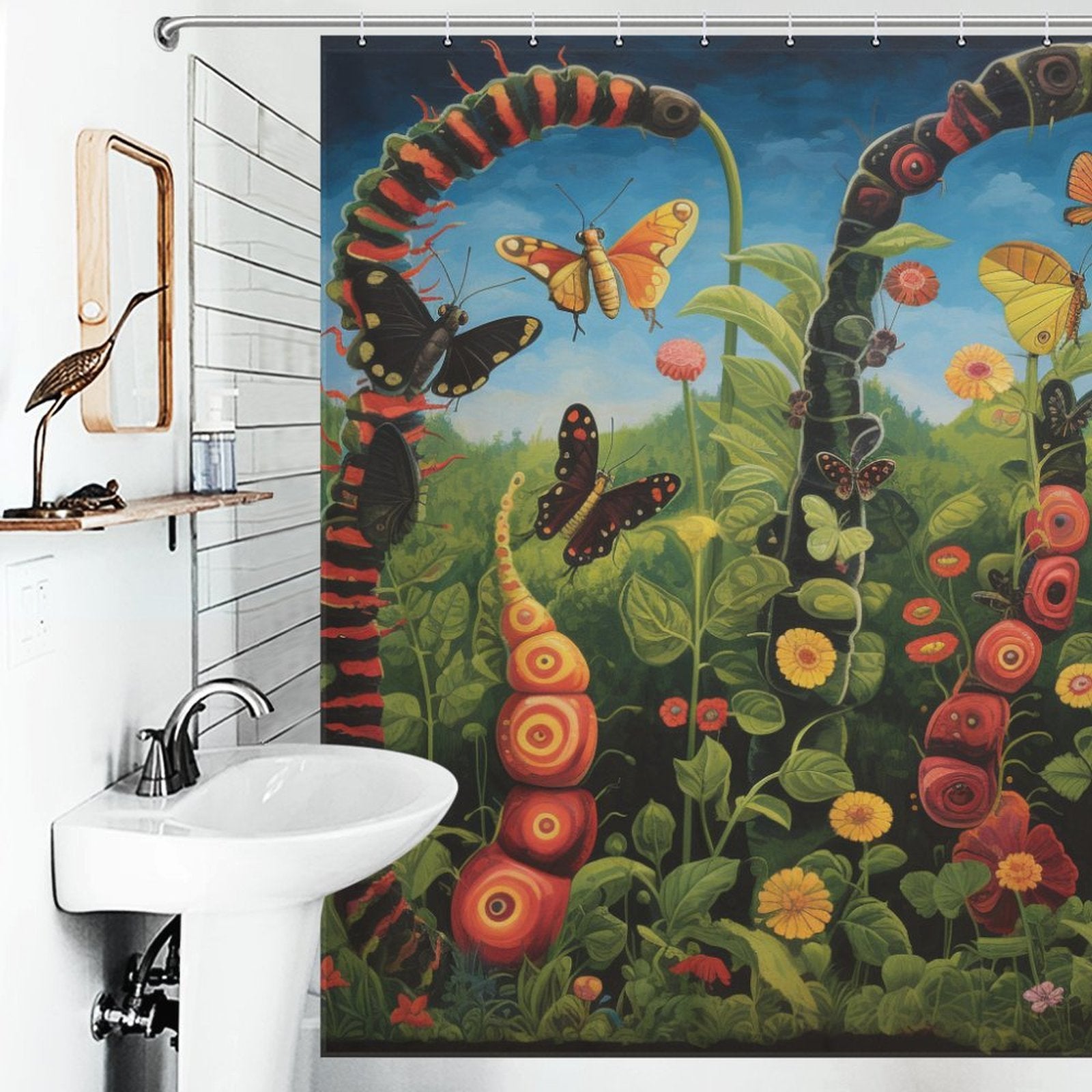 Educational Caterpillar Shower Curtain