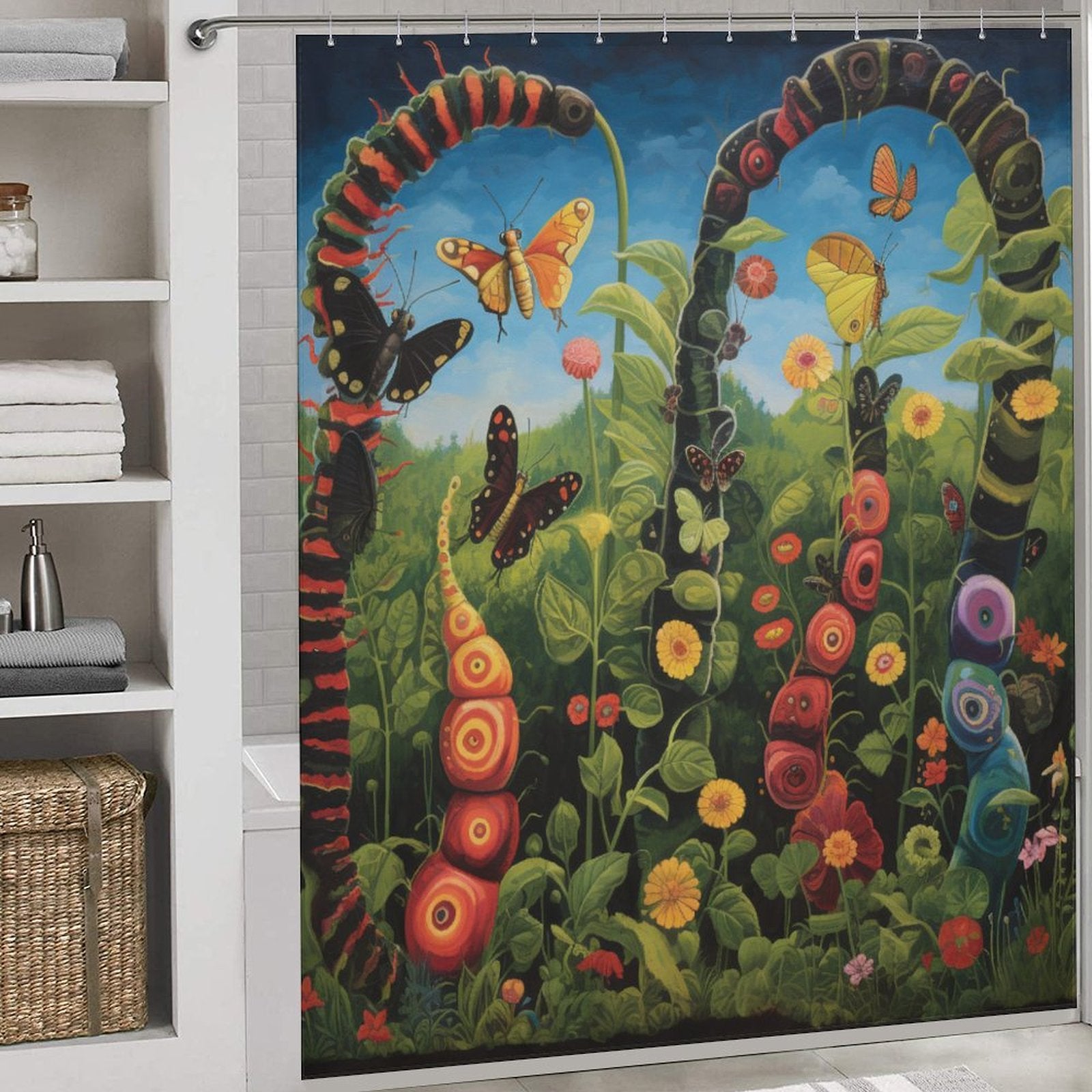 Educational Caterpillar Shower Curtain