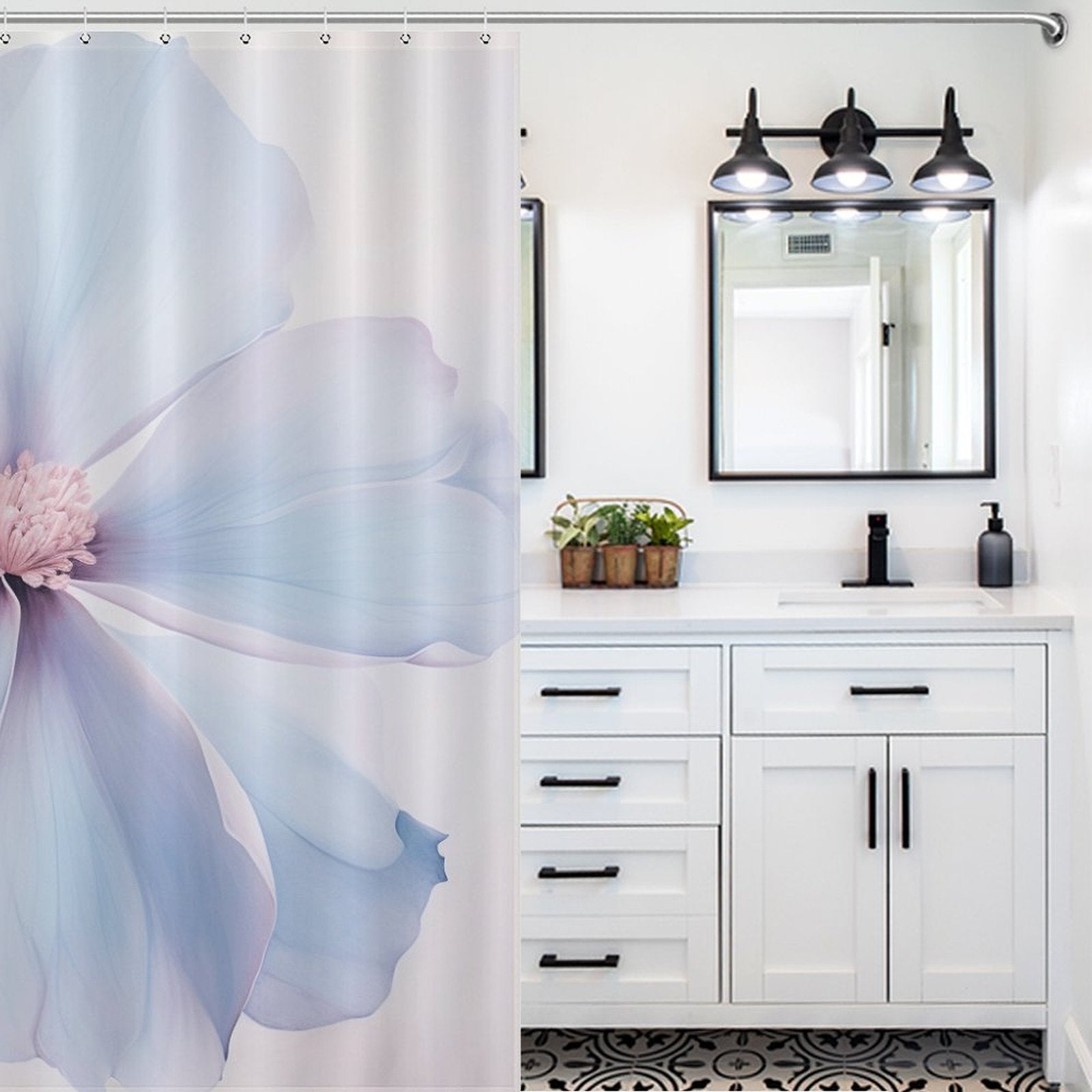 ElegantFlair Periwinkle Shower Curtain