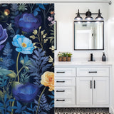 Elegant Blue Floral Shower Curtain