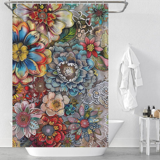 Elegant Floral Boho Shower Curtain