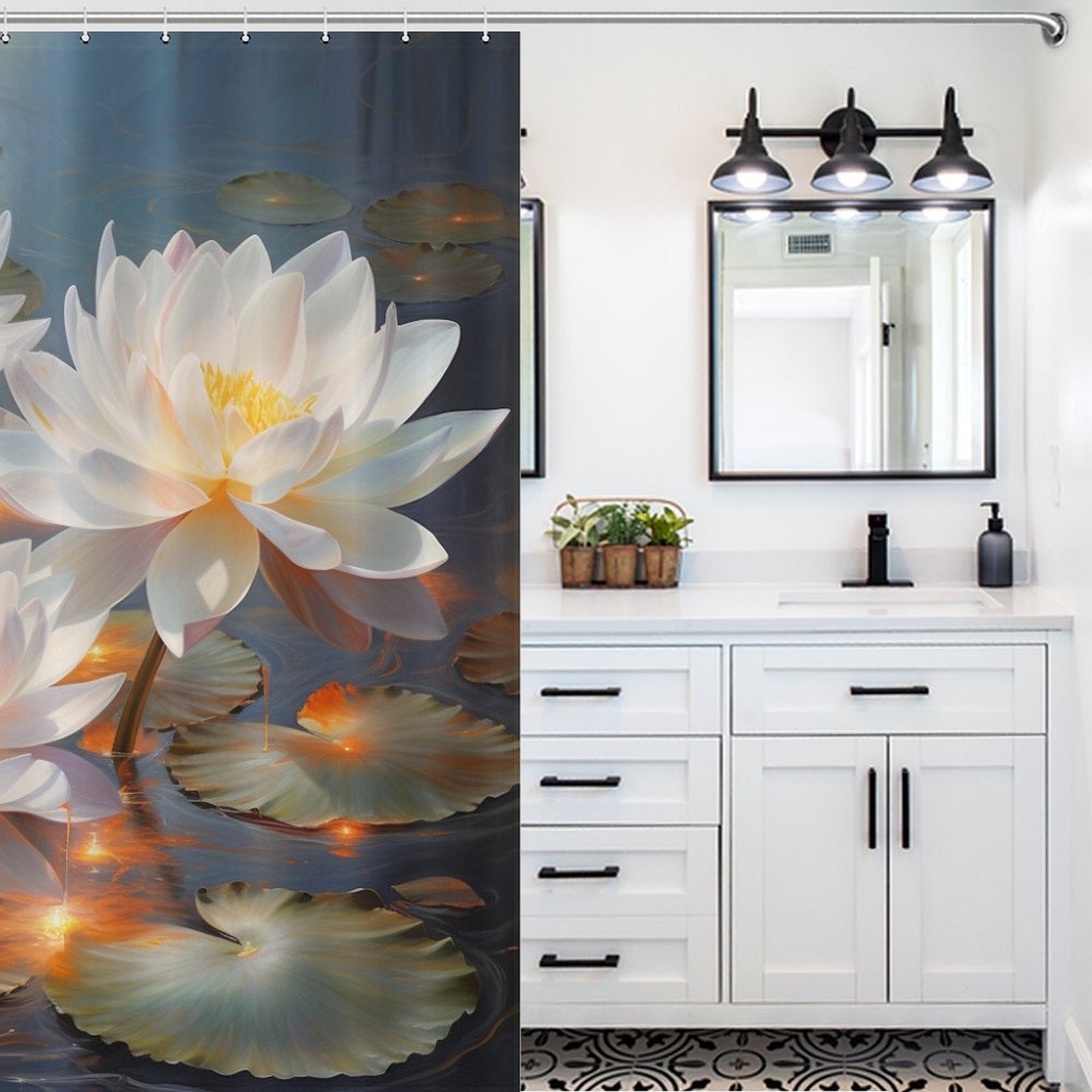 Elegant Lotus Shower Curtain