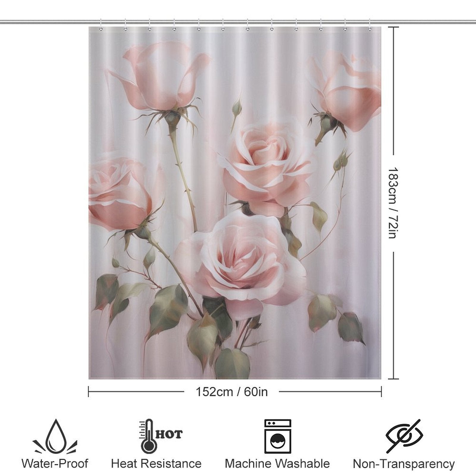 Elegant Pink Rose Shower Curtain