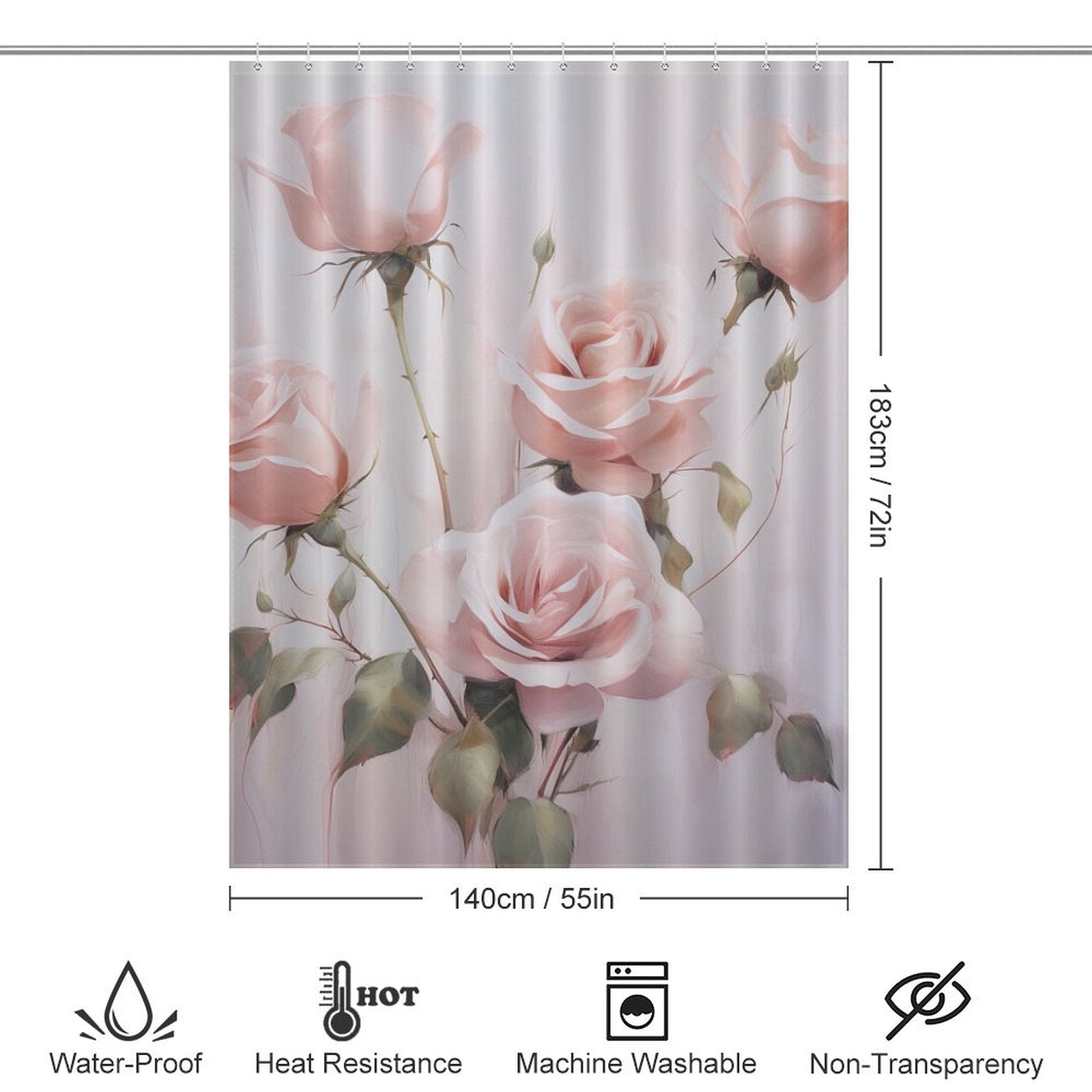 Elegant Pink Rose Shower Curtain