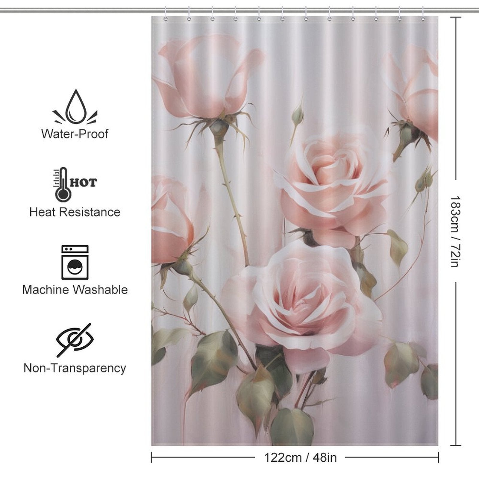 Elegant Pink Rose Shower Curtain