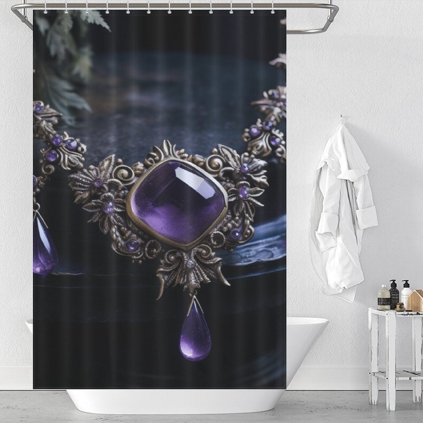 Elegant Purple and Black Shower Curtain