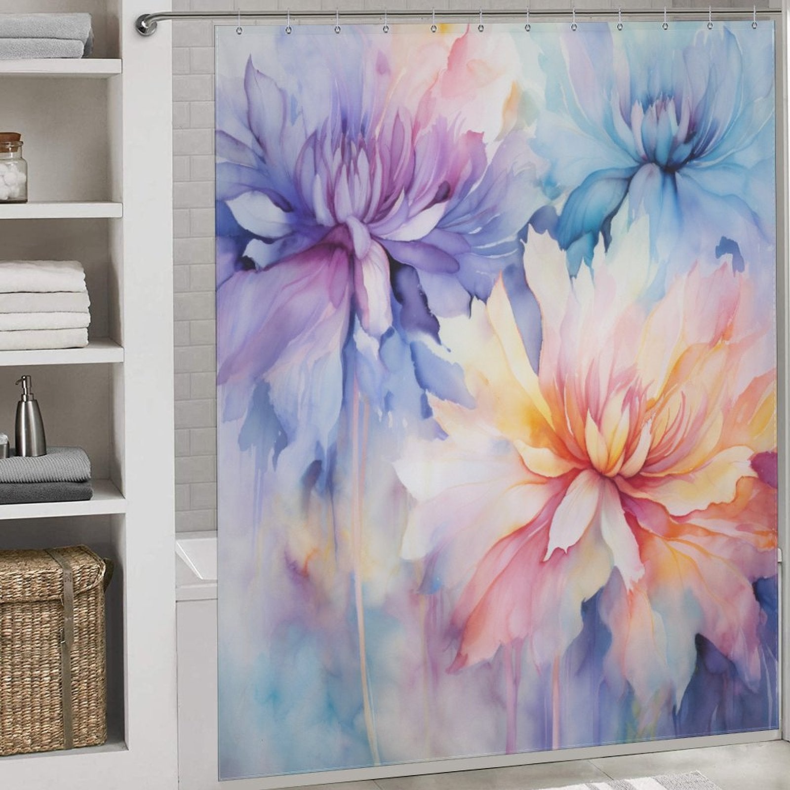 Elegant and Vibrant Watercolor Floral Shower Curtain