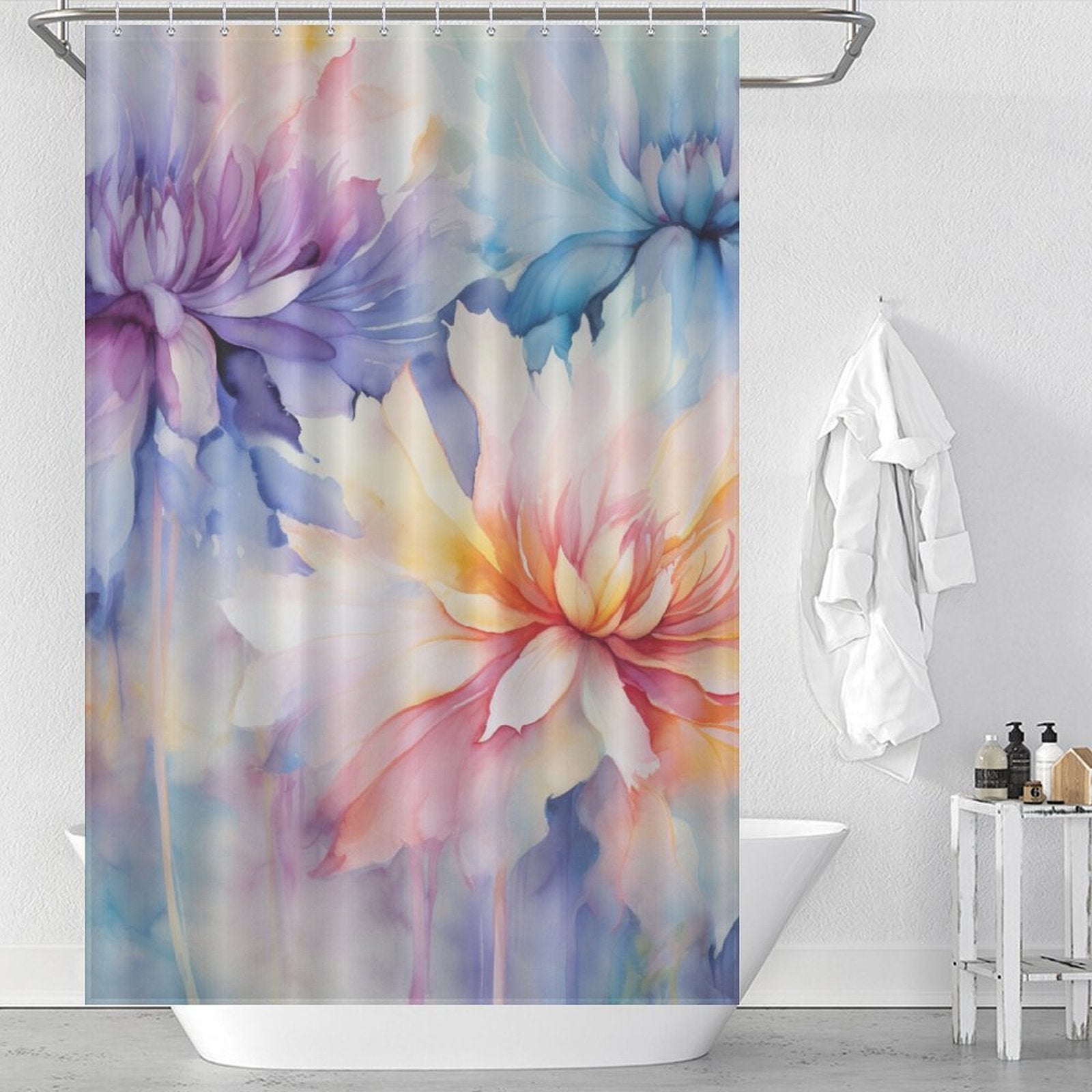 Elegant and Vibrant Watercolor Floral Shower Curtain