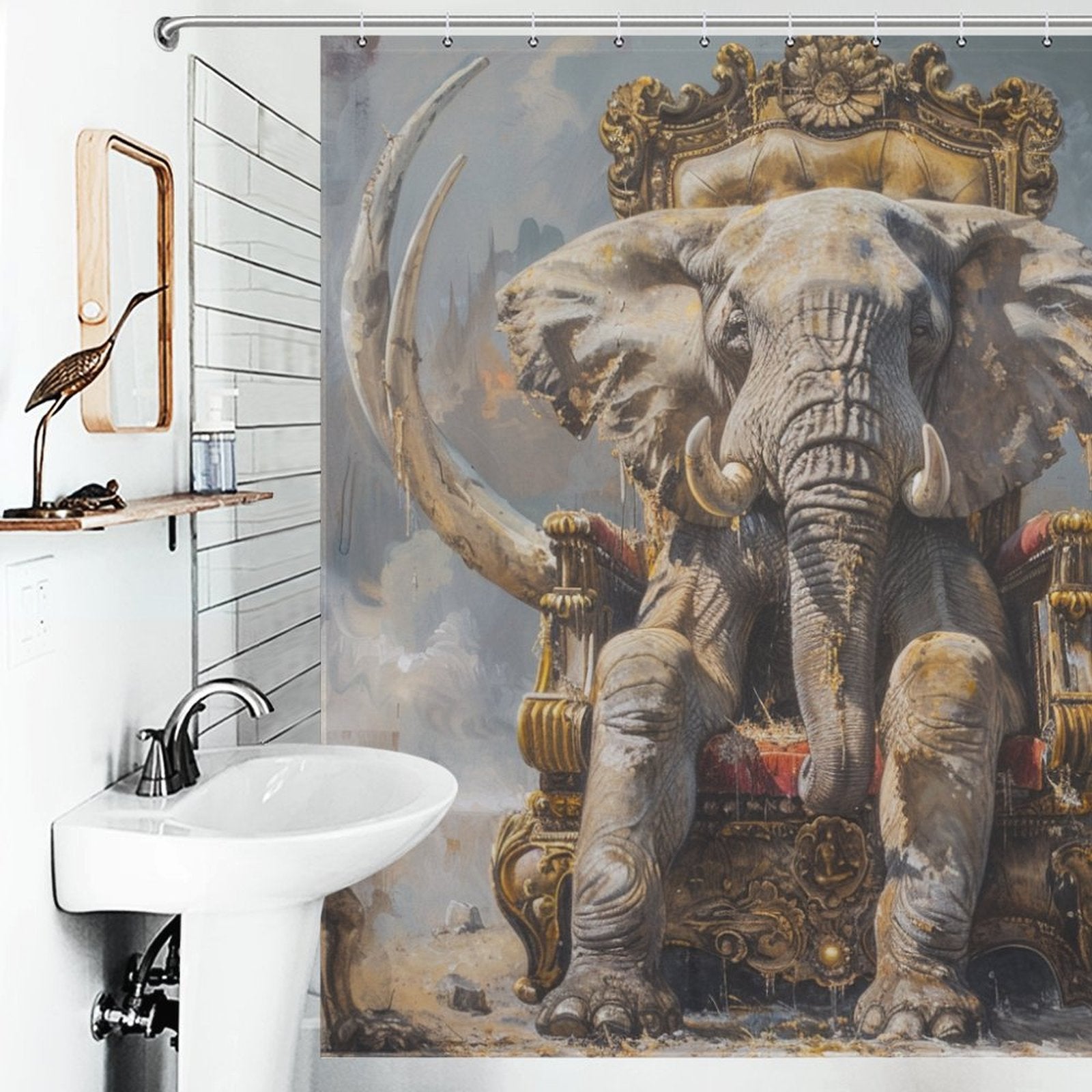 Elephant Sitting on Chair Shower Curtain