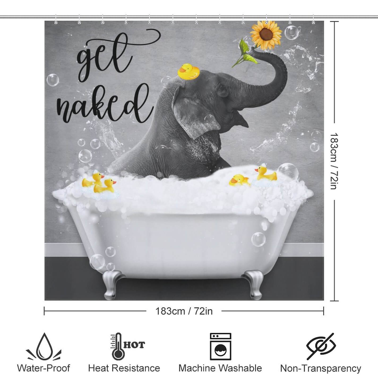 Get a Funny Elephant Shower Curtain-Cottoncat for your bathroom decor, featuring a playful print of a naked elephant.