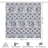 An Ethnic Elephant Shower Curtain featuring an elephant motif by Cotton Cat.