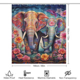 This 3D Watercolor Elephant Shower Curtain-Cottoncat from the brand Cotton Cat features two playful elephants surrounded by beautiful flowers.