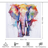 A Cotton Cat Watercolor Elephant Shower Curtain featuring accurate measurements.