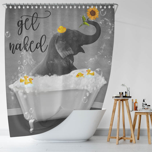 Transform your bathroom into an oasis with the Funny Elephant Shower Curtain-Cottoncat from Cotton Cat.