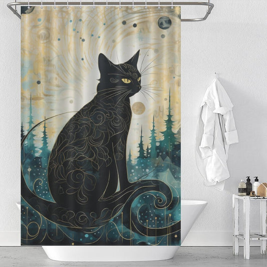 EnchantedNight Cat Shower Curtain