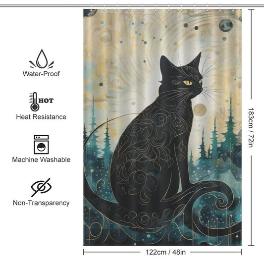 EnchantedNight Cat Shower Curtain