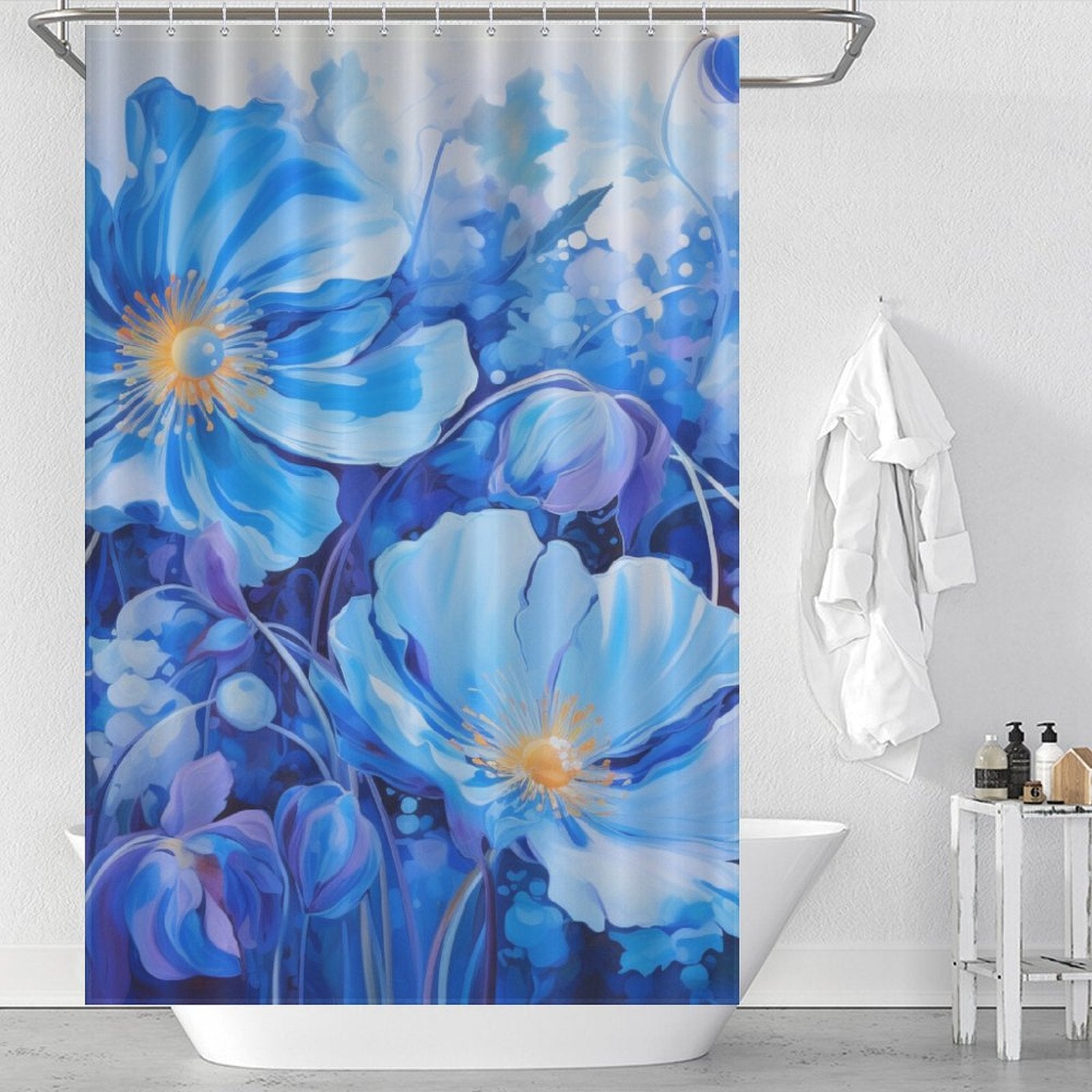 Energetic Blue Shower Curtain