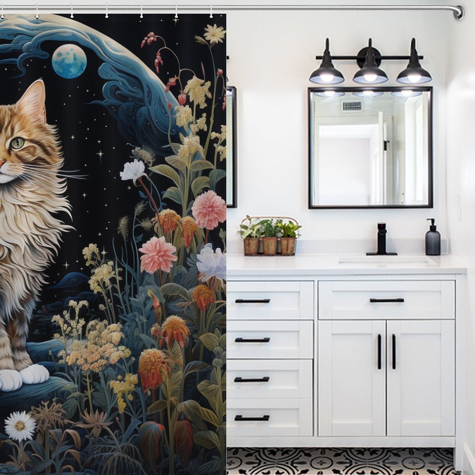 EnigmaticCharm Cat Shower Curtain