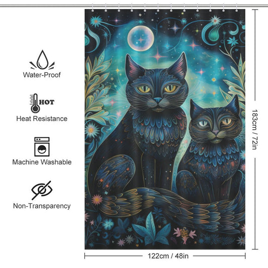 EtherealFelineVibe Cat Shower Curtain