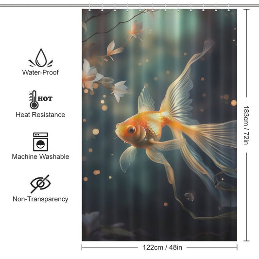 Ethereal goldfish shower curtain Night 