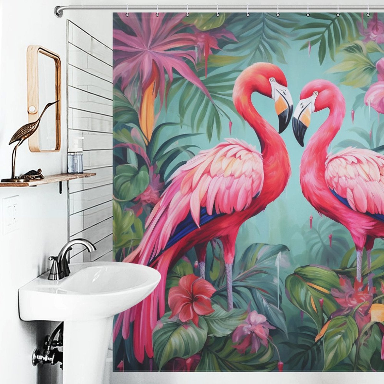 Exotic Avian Vibes Flamingo Shower Curtain