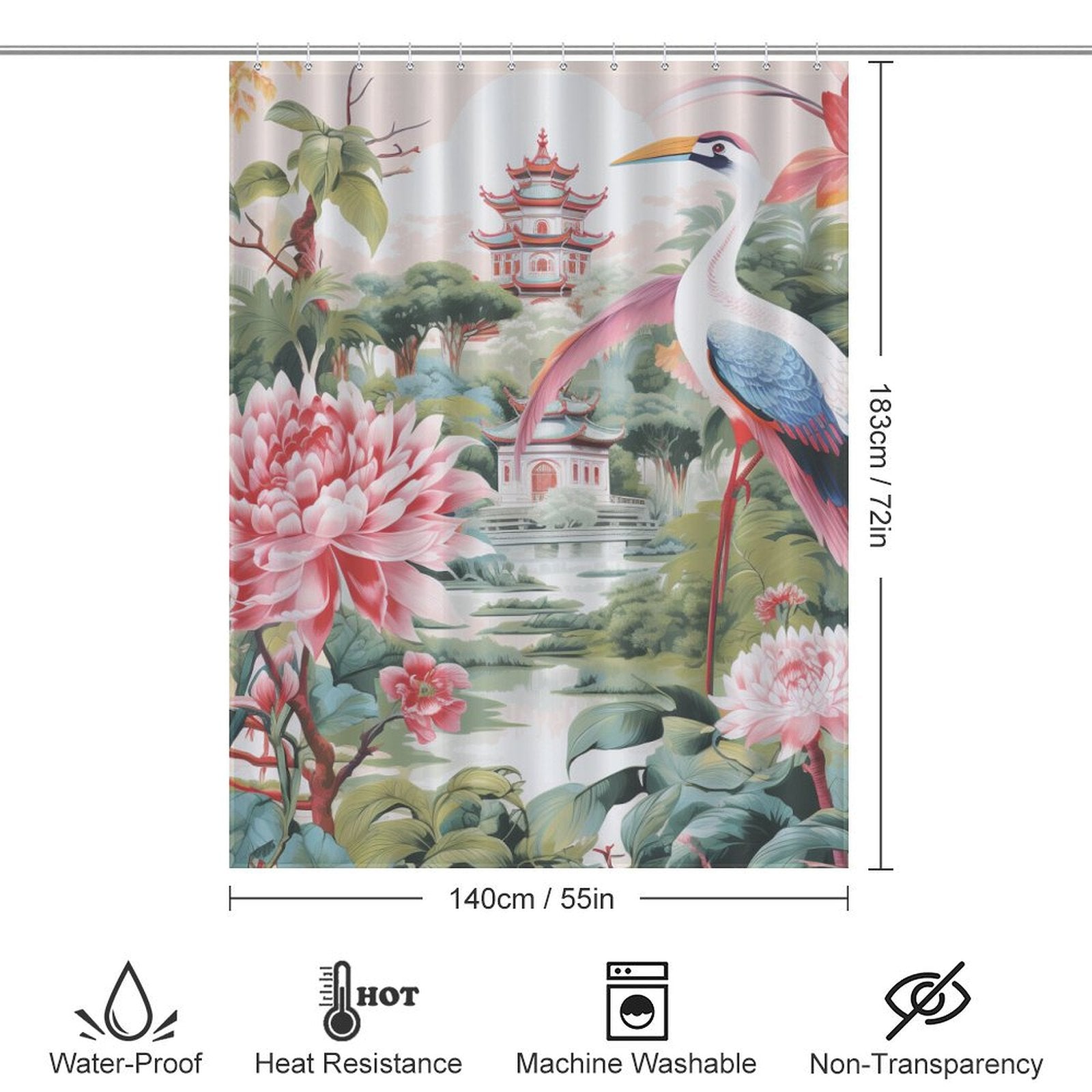 Exotic Birds Chinoiserie Shower Curtain