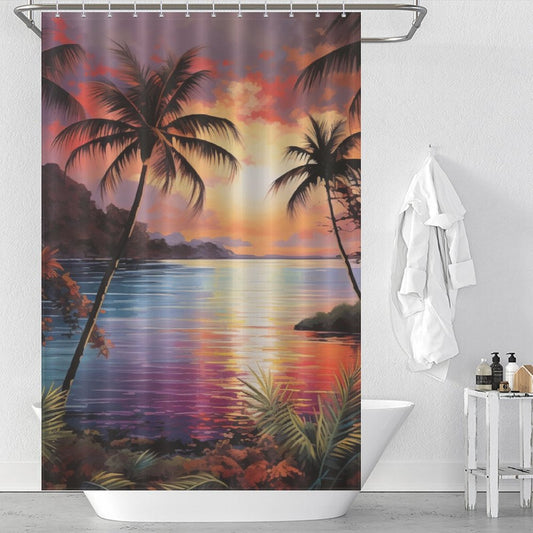 Exotic Warmth Tropical Sunset Shower Curtain