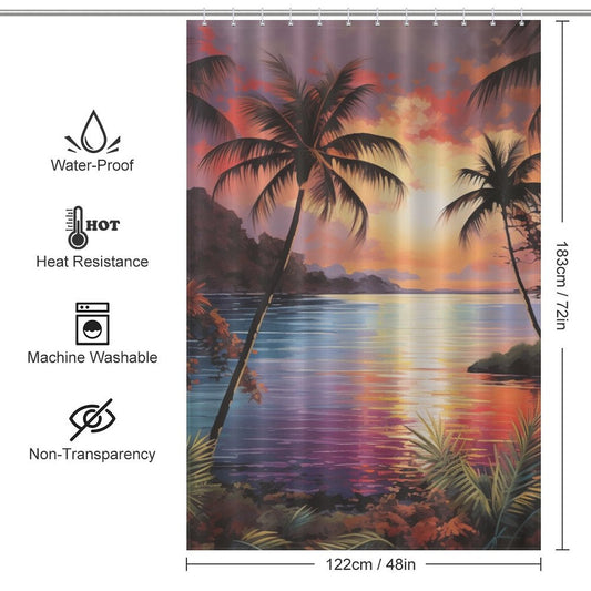 Exotic Warmth Tropical Sunset Shower Curtain