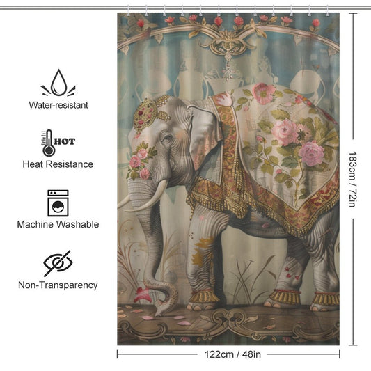 Exquisite Flower Elephant Shower Curtain