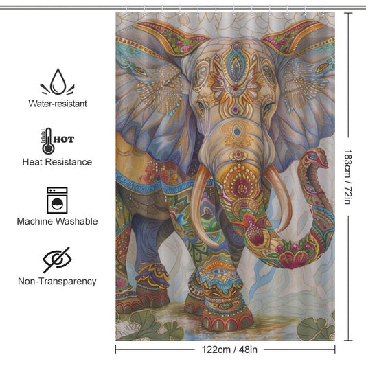 Exquisite India Style Elephant Shower Curtain