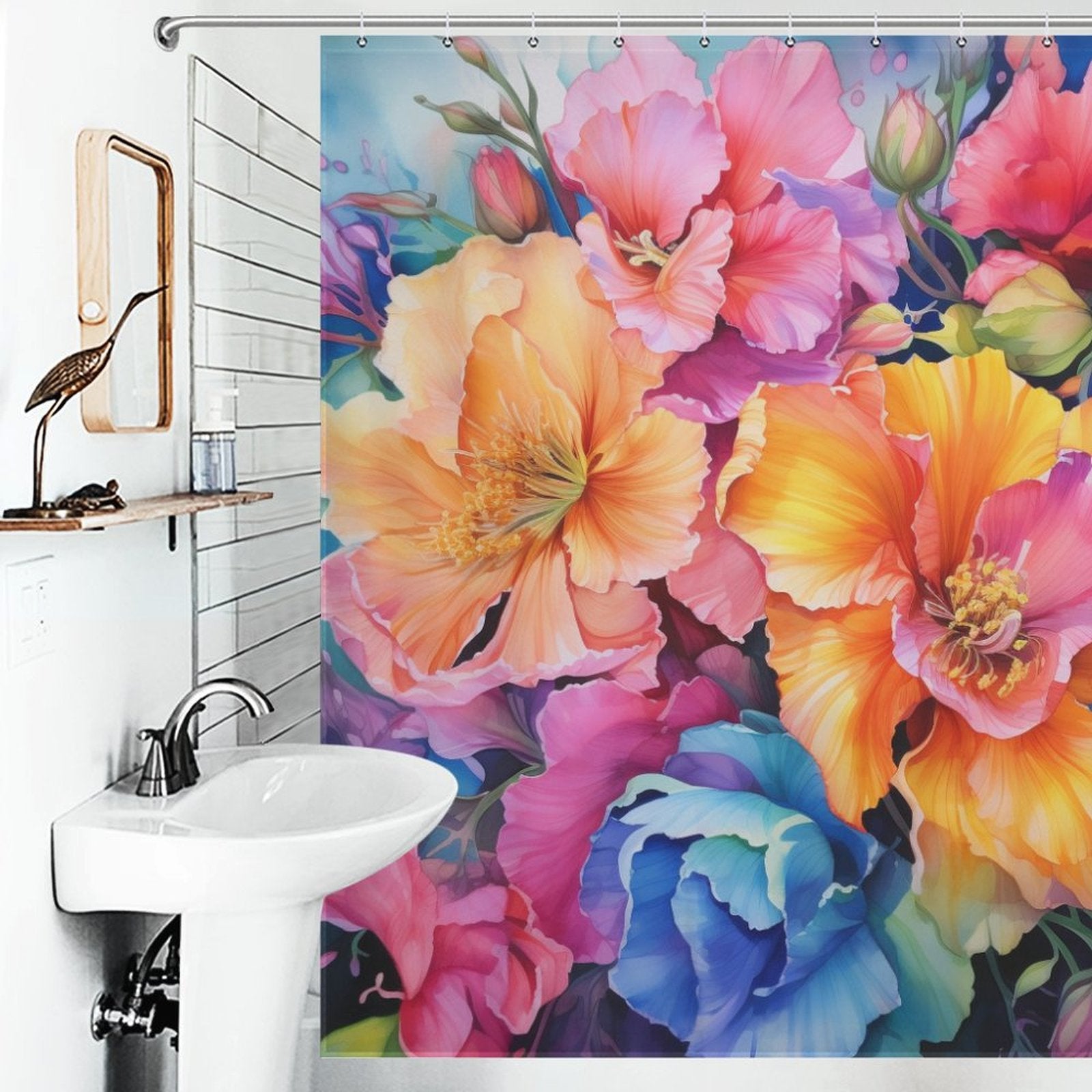 Exquisite and Charming Watercolor Floral Shower Curtain