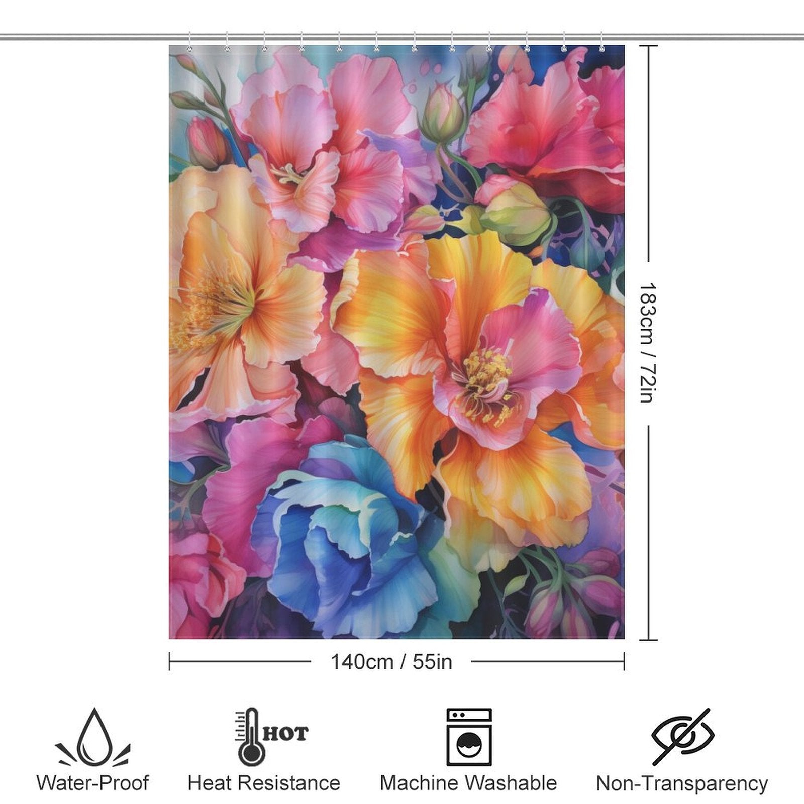 Exquisite and Charming Watercolor Floral Shower Curtain