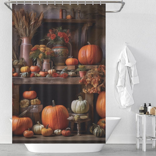 Fall Bounty Pumpkin Shower Curtain