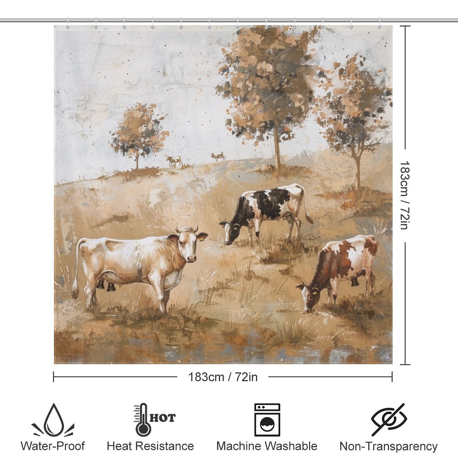 Farmhouse Cow Shower Curtain